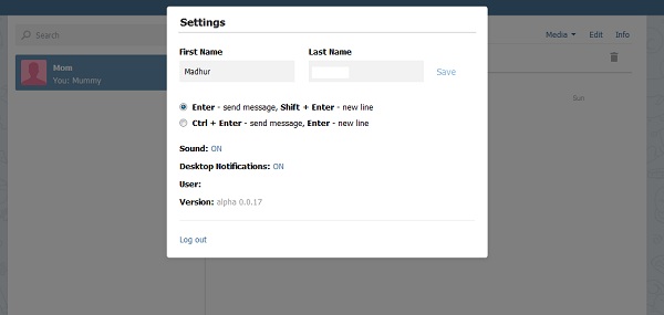 webogram settings menu